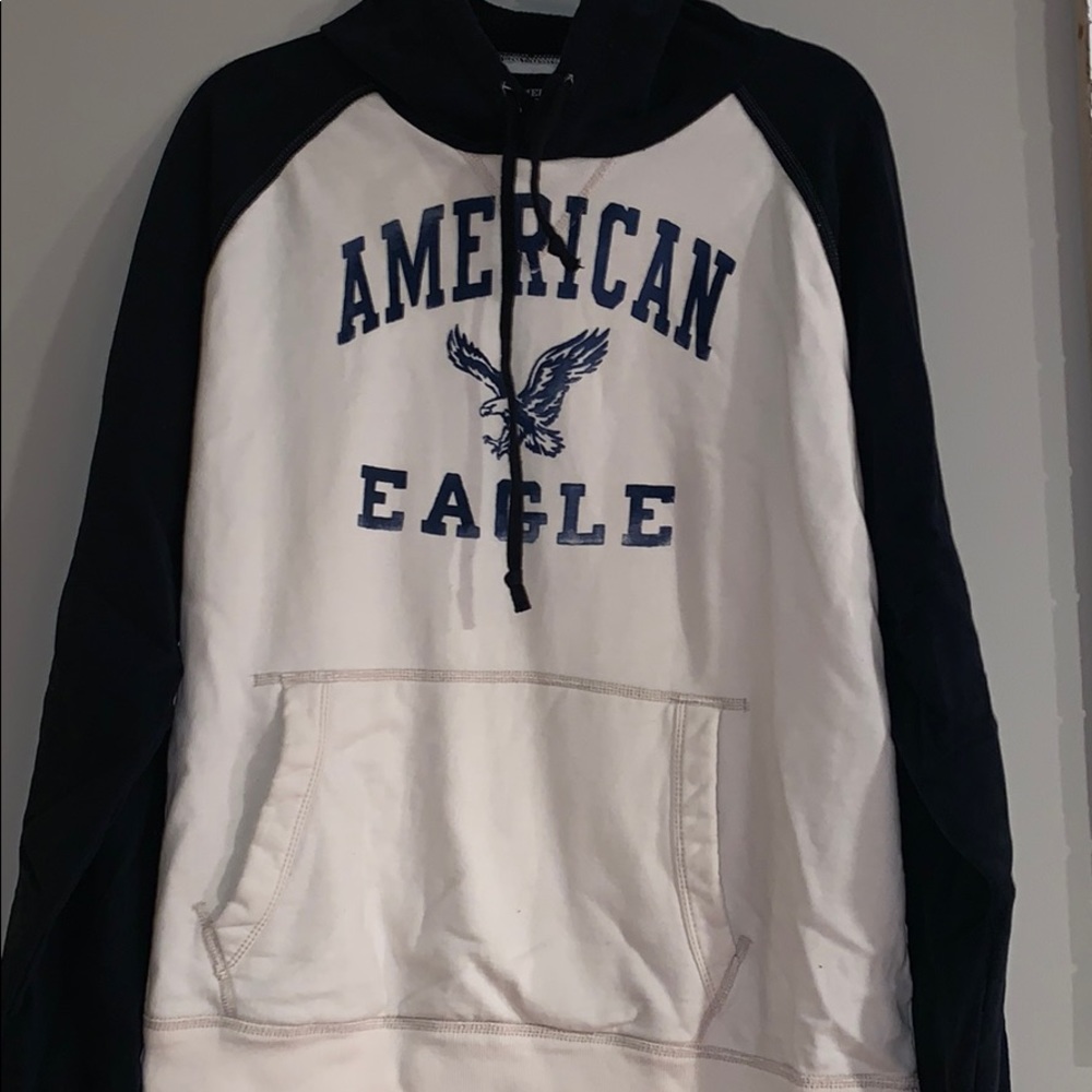 white & blue hoodie